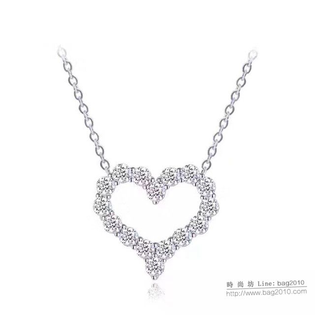 Tiffany純銀飾品 蒂芙尼女士專櫃爆款鏤空愛心項鏈 Tiffany純銀鎖骨鏈  zgt1739